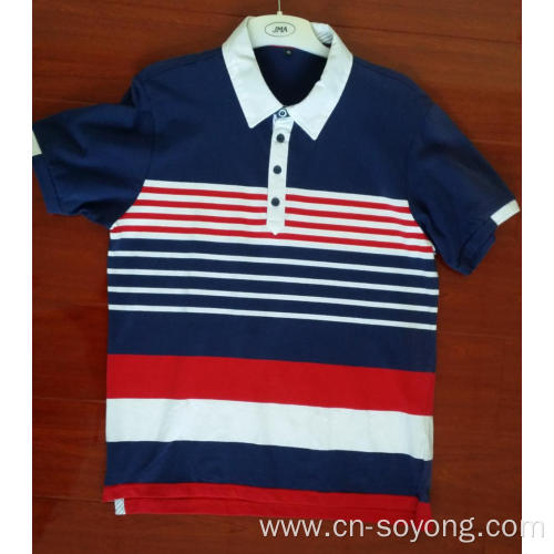 Polo Shirt Cotton Spandex Yarn Dyed Short Sleeve Polo Shirts Factory